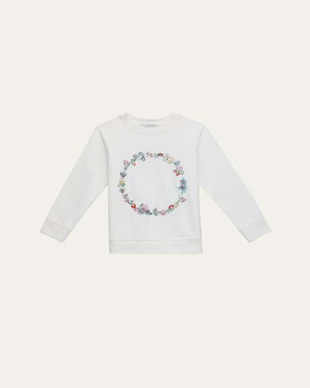Girl's Floral Dotted Logo-Print Sweatshirt, Size 2-16